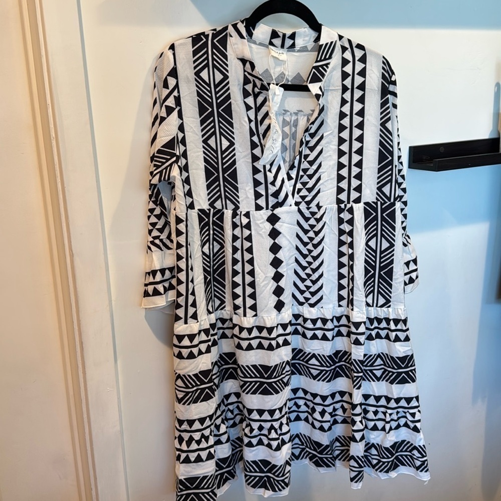 Silk & Salt Dress PL NWT Geometric Babydoll Dress
